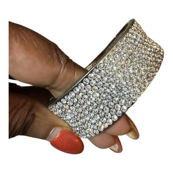 Noir Glam Crystal Hinged Cuff Bracelet - NEW - Picture 7 of 10